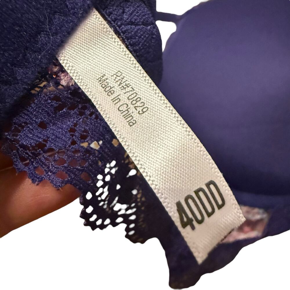 True lace purple pink floral bra adjustable straps size 44DD - Picture 7 of 7